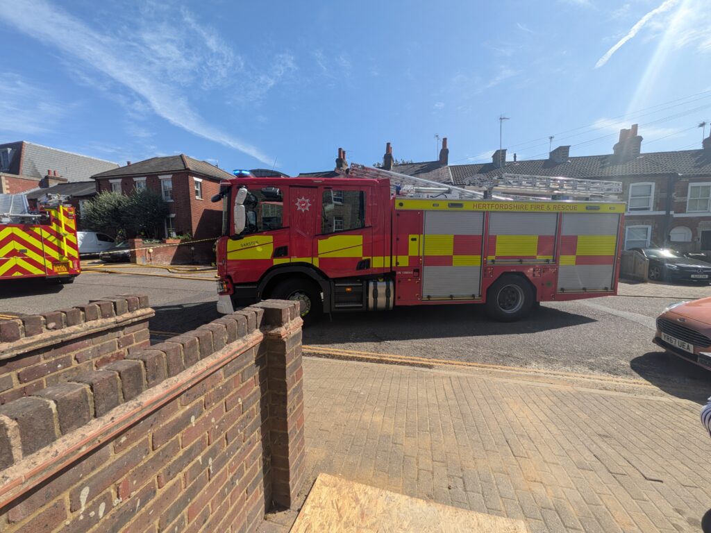 Fire engines in Lattimore Road, St Albans.