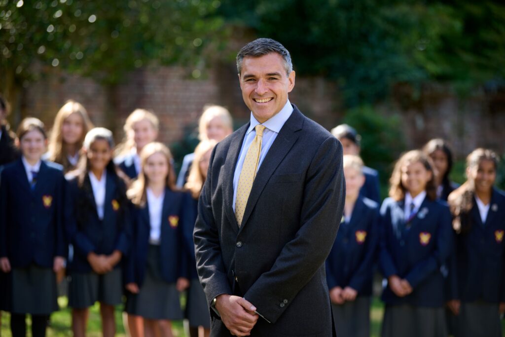 Headmaster Joe Silvester with the new Year 7s.