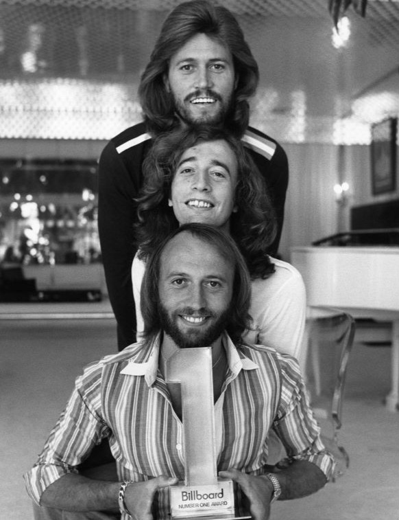 Bee Gees, publicity photo for Billboard#1 Music Awards, 1977 (Public Domain)