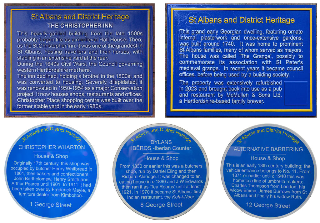 The Blue Plaques stickers found in George Street.