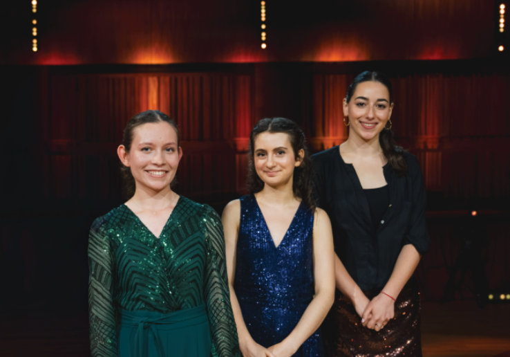 Alma Nunez Debretzeni, Sofia Demetriades, Kezia Colton. Photo: BBC/Betsan Evans